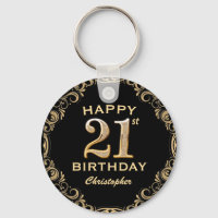 21st Birthday Party Black and Gold Glitter Frame