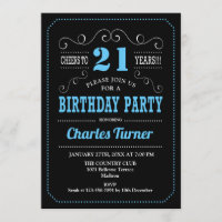 21st Birthday Party - Black Blue
