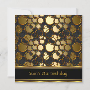 21st Birthday Party Black Gold Ornate Jewel Mans Invitation