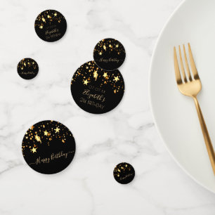 21st birthday party black gold stars glam modern confetti