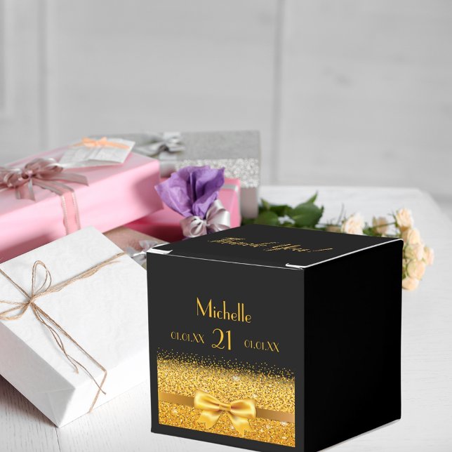 21st birthday party black gold thank you favour box (Creator Uploaded)