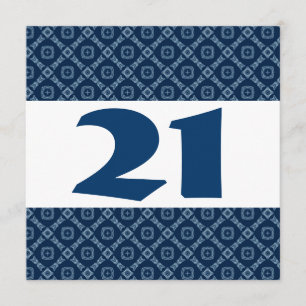 21st Birthday Party Blue Diamonds and Squares W910 Invitation