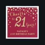 21st Birthday Party Burgundy Red and Gold Diamond Napkin<br><div class="desc">21st Birthday Party Invitation with Burgundy Red and Gold Glitter Diamond Background. Gold Confetti. Adult Birthday. Man or Woman Birthday. For further customisation,  please click the "Customise it" button and use our design tool to modify this template.</div>