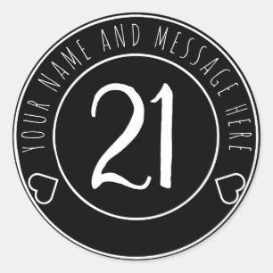 21st Birthday Party Cool Black and White Classic Classic Round Sticker