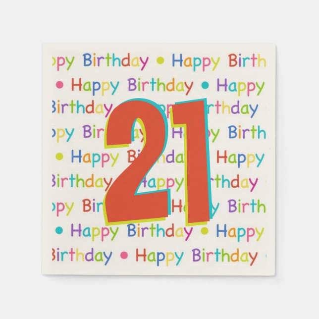 21st Birthday Party Customisable Age Napkin (Front)
