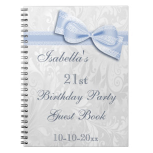 21st Birthday Party Damask and Bow Notebook