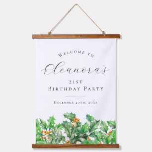 21st Birthday Party December Birth Flower Welcome Hanging Tapestry