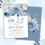 21st Birthday Party Dusty Blue Floral Invitation<br><div class="desc">Dusty blue floral 21st birthday party invitation for a fun birthday party</div>