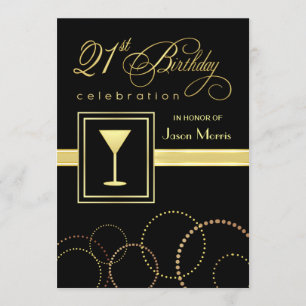 21st Birthday Party Elegant Champagne Invitations
