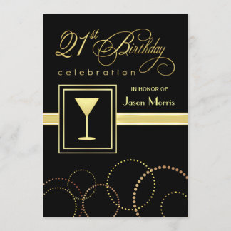 21st Birthday Party Elegant Champagne Invitations