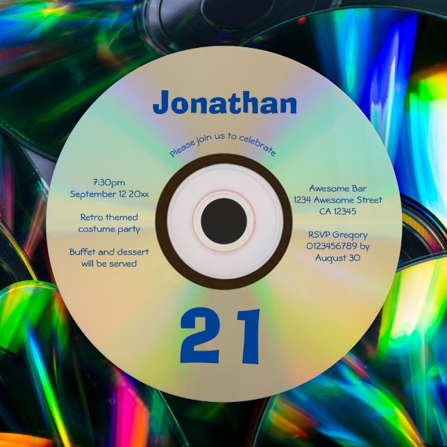 21st Birthday Party Faux CD Retro 90s music  Invitation (Creator Uploaded)