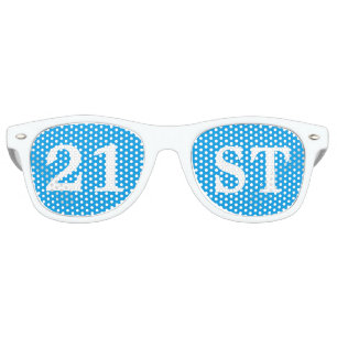 21st Birthday Party Favour Cool Blue White Retro Sunglasses