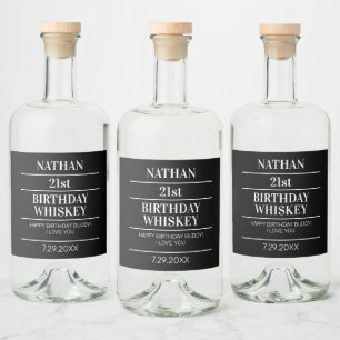 21st Birthday Party Favour Twenty One For Him Her Liquor Bottle Label