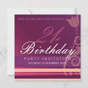 21st Birthday Party Floral Invitation