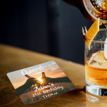 21st birthday party for guys cheers beer square paper coaster<br><div class="desc">A paper coaster for a 21st birthday party for a guy. Photo of two hands holding bottles of beer against the evening sunset. Keep the photo or add yours. With the text: Cheers to, templates for a name age 21 and a date. Date of birth or the date of the...</div>