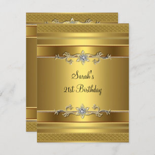 21st Birthday Party Gold Diamond Jewel Invitation