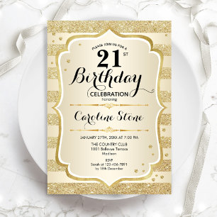 21st Birthday Party - Gold Invitation