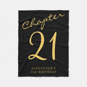21st Birthday Party Gold Script Blue  Fleece Blanket