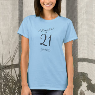 21st Birthday Party Grey Script blue T-Shirt