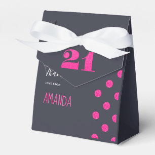 21st Birthday Party Hot-Pink glitter personalised Favour Box