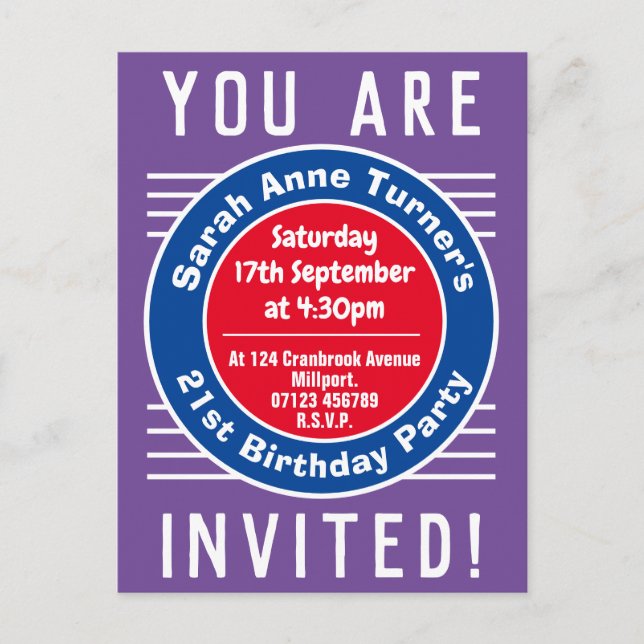 21st Birthday Party Invitation (Front)