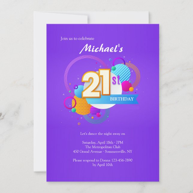 21st Birthday Party Invitation (Front)