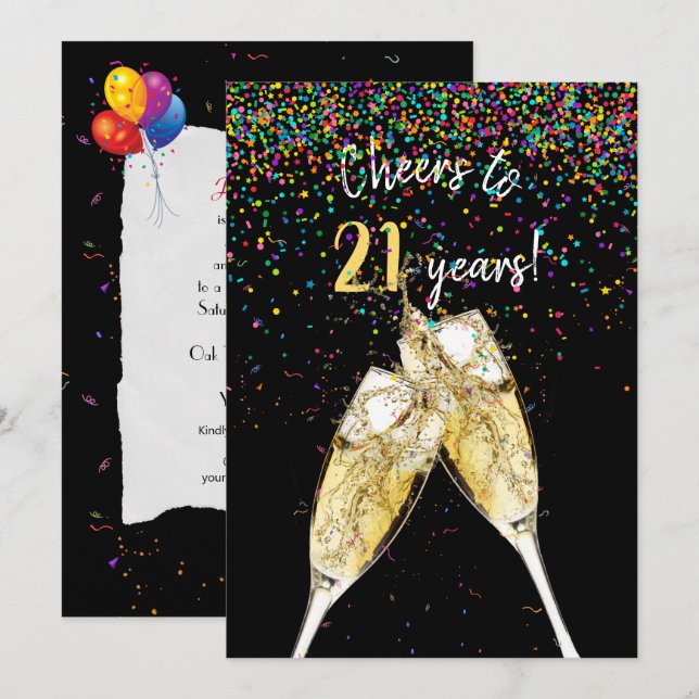 21st Birthday party Invitation (Front/Back)