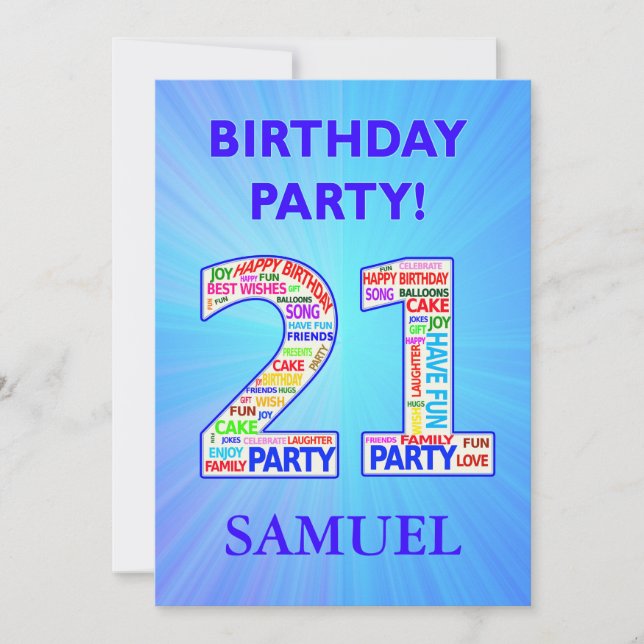 21st Birthday Party Invitation Add a Name (Front)