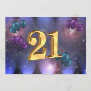 21st Birthday Party Invitation balloons