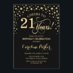 21st Birthday Party Invitation - Gold Black<br><div class="desc">21st Birthday Party Invitation.
Elegant design with faux glitter gold and black. Cheers to 21 Years! Message me if you need further customization.</div>