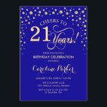 21st Birthday Party Invitation - Gold Royal Blue<br><div class="desc">21st Birthday Party Invitation.
Elegant design with faux glitter gold and royal blue. Cheers to 21 Years! Message me if you need further customization.</div>