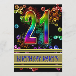 21st Birthday party Invitation with bubbles