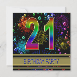 21st Birthday party Invitation with bubbles