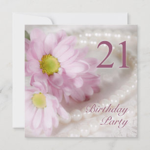 21st Birthday party invitation with daisies