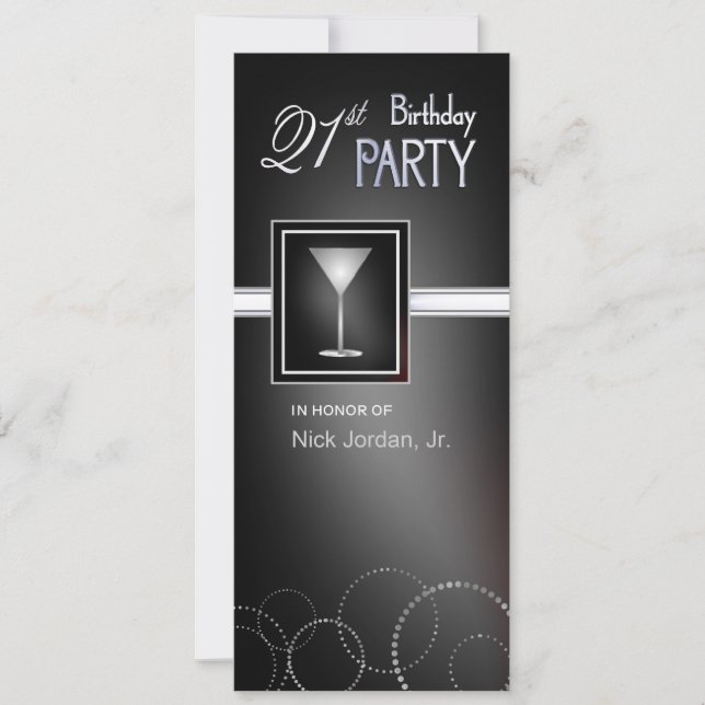 21st Birthday Party Invitations - with Monogram (Front)