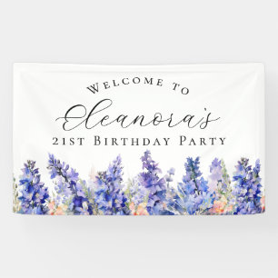 21st Birthday Party July Birth Flower Welcome Banner