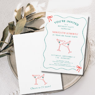 21st Birthday Party Martini Glasses Cheers Invitation