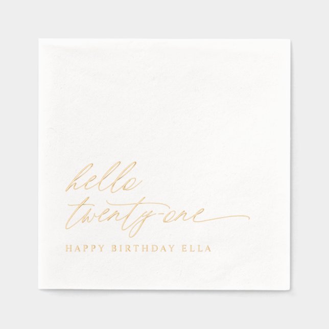 21st Birthday Party Modern Elegant Gold Foil Napkins (Front)