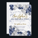 21st Birthday Party Navy Balloons Invitation<br><div class="desc">A gorgeous 21st birthday party or celebration invitation.
A fabulous navy blue and silver balloons design with lots of space for your party details - perfect to announce a celebration for a twenty-first party. Stylish flat card invitation.</div>