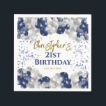 21st Birthday Party Navy Balloons Napkin<br><div class="desc">A gorgeous 21st birthday party or celebration paper napkin. This fabulous navy blue and silver balloons design is the perfect tableware to decorate your table for a 21st celebration or twenty-first birthday party.</div>