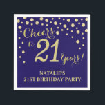21st Birthday Party Navy Blue and Gold Diamond Napkin<br><div class="desc">21st Birthday Party Invitation with Navy Blue and Gold Glitter Diamond Background. Gold Confetti. Adult Birthday. Man or Woman Birthday. For further customisation,  please click the "Customise it" button and use our design tool to modify this template.</div>
