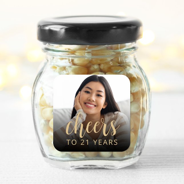 21st Birthday Party Photo Cheers Square Sticker (Creator Uploaded)