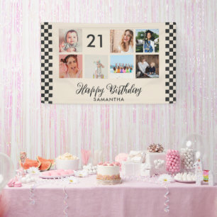 21st Birthday Party Photo Collage Banner