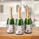 21st birthday party photo collage rose gold pink sparkling wine label<br><div class="desc">A bottle label for a 21st birthday party, celebrating her life with a collage of 8 of your photos. Personalise and add a name, age 21 and a date. Date of birth or the date of the party. Grey and dark rose gold coloured letters. A girly and feminine rose gold,...</div>