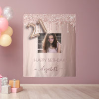 21st birthday party photo rose gold glitter pink