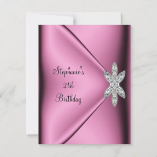 21st Birthday Party Pink Silk Diamond Jewel Invitation