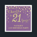 21st Birthday Party Purple and Gold Diamond Napkin<br><div class="desc">21st Birthday Party Invitation with Purple and Gold Glitter Diamond Background. Gold Confetti. Adult Birthday. Man or Woman Birthday. For further customisation,  please click the "Customise it" button and use our design tool to modify this template.</div>