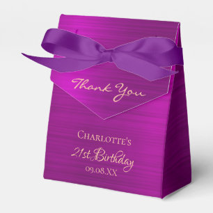 21st birthday party purple pink thank you monogram favour box