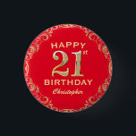 21st Birthday Party Red and Gold Glitter Frame 3 Cm Round Badge<br><div class="desc">21st Birthday Party Red and Gold Glitter Frame Button. For further customisation,  please click the "Customise it" button and use our design tool to modify this template.</div>