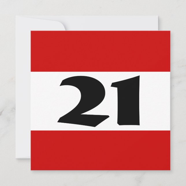 21st Birthday Party Red Black White Modern W870 Invitation (Front)